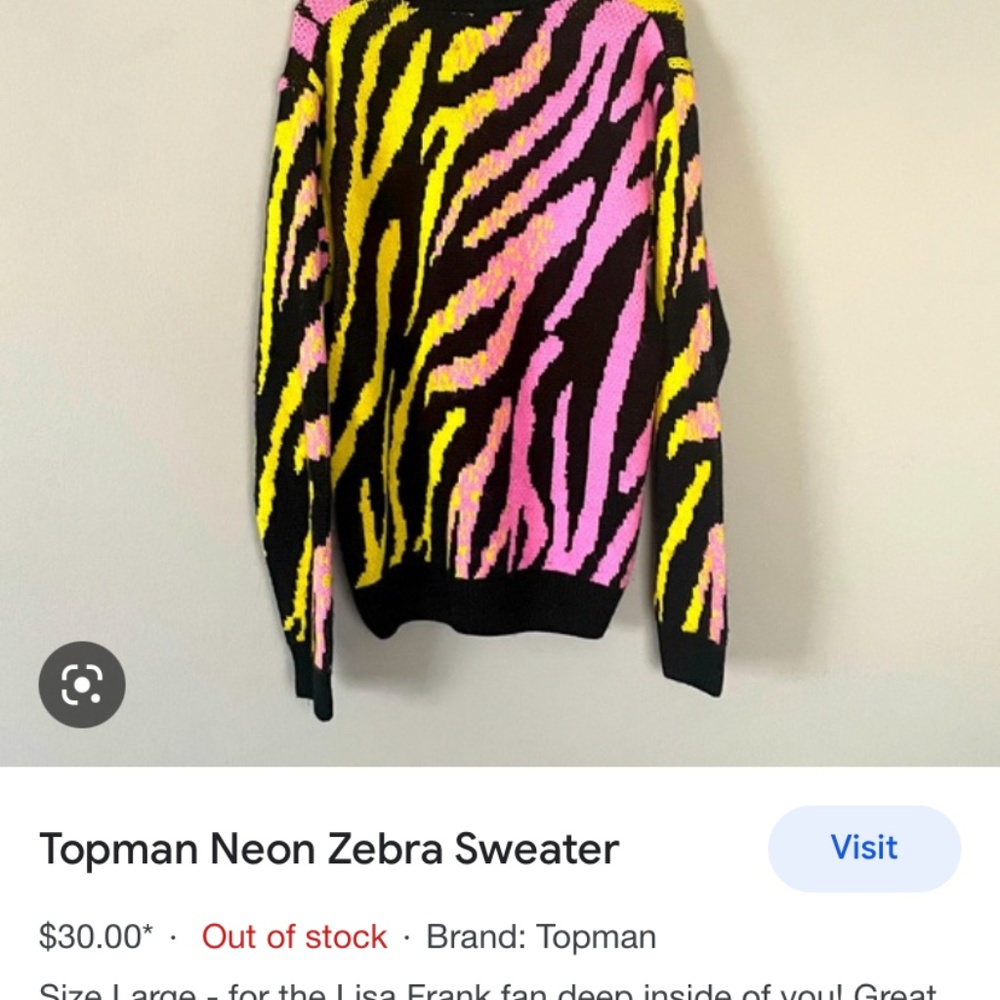 ISO Neon Pink and Yellow Zebra Sweater